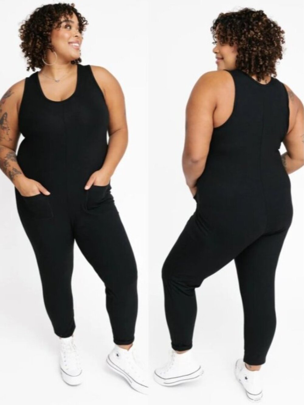 Smash & Tess Black Bamboo Cotton Stretch Jersey Tank Romper